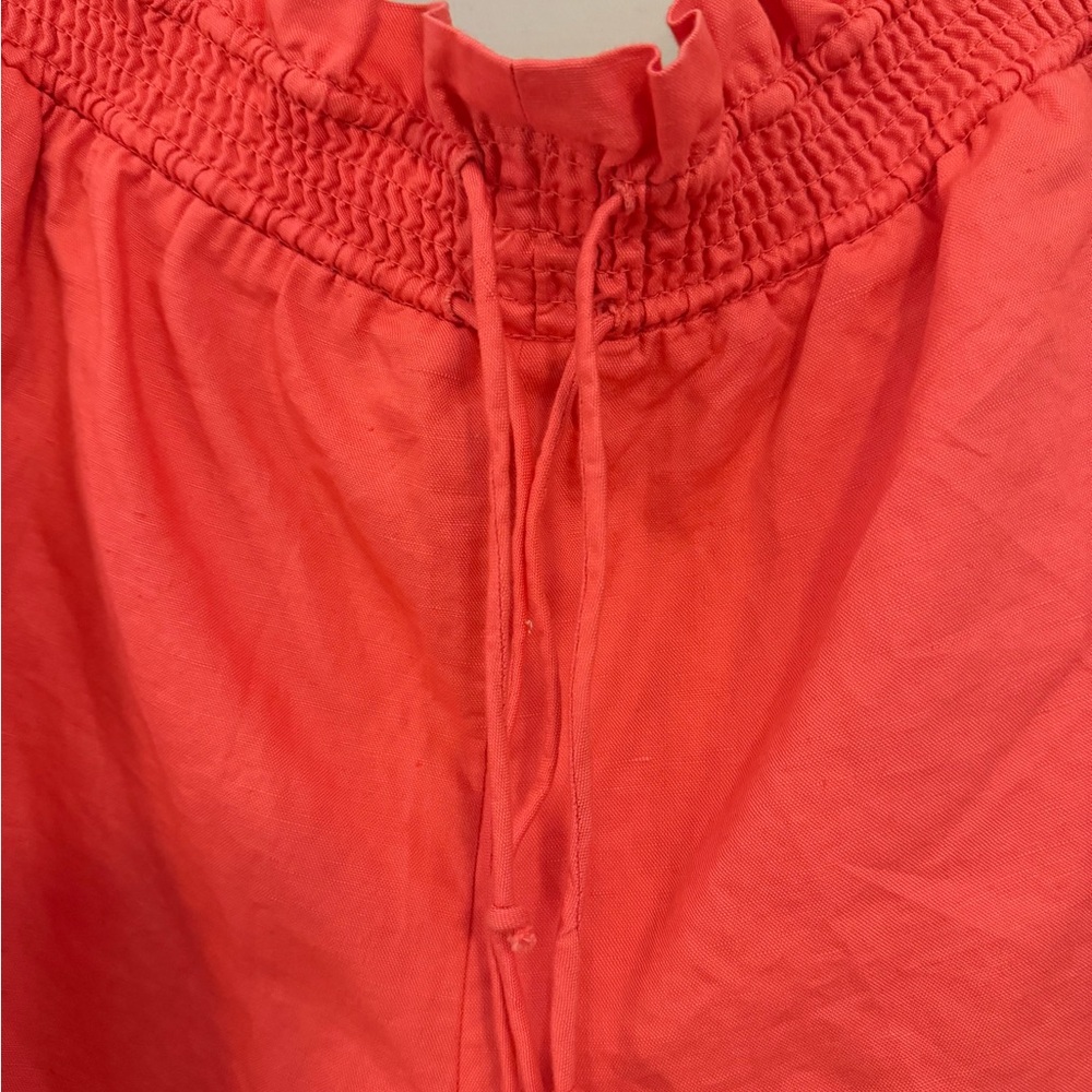 NWOT By Anthropologie Coral Linen Double Waistband Shorts size M - Picture 3 of 12